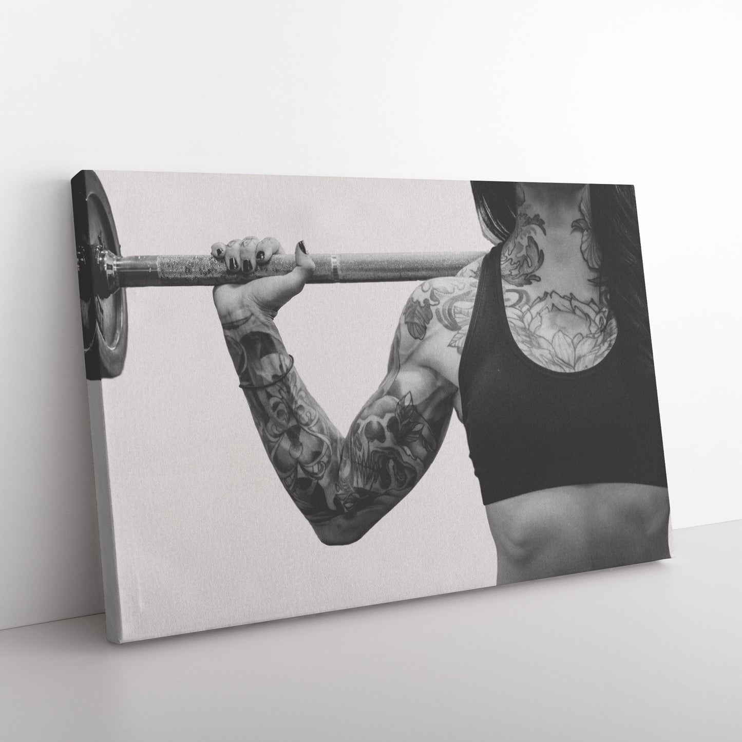 Weightlifter Black and White Canvas