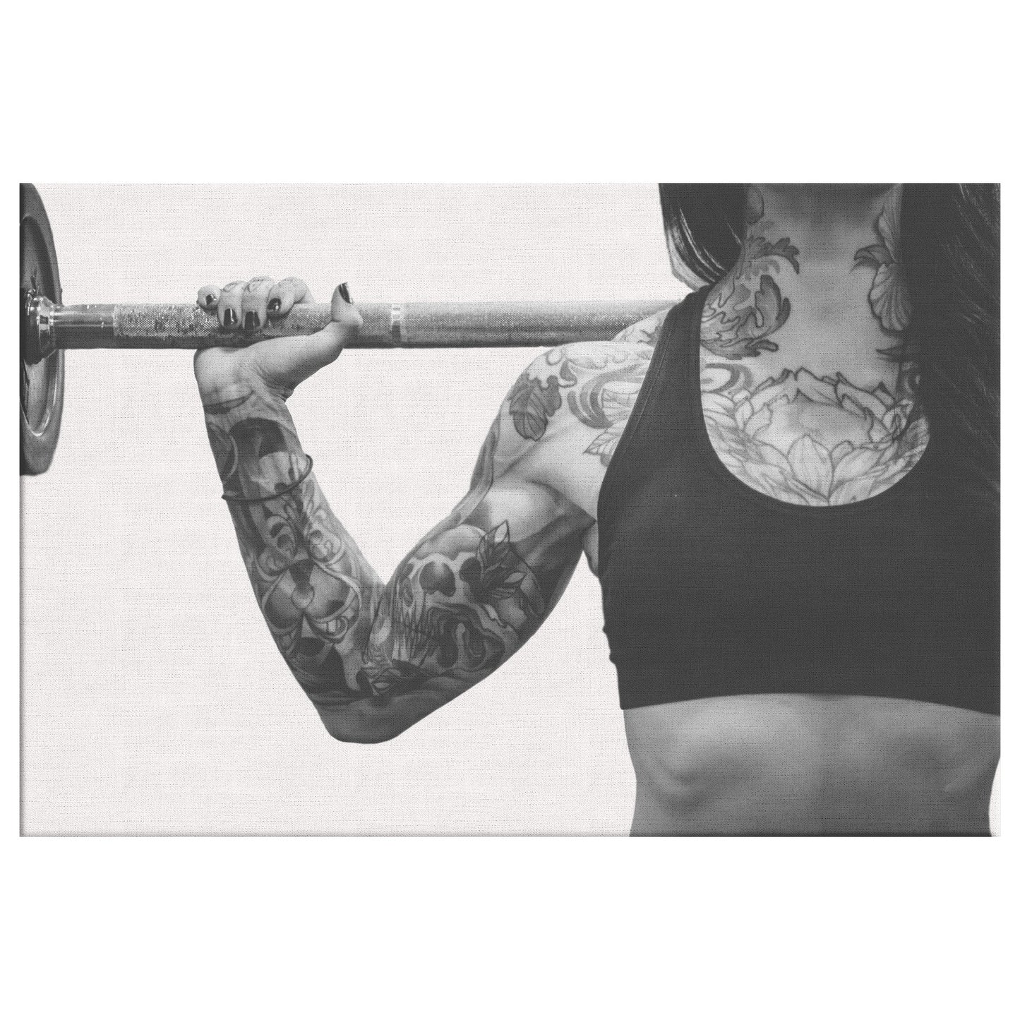 Weightlifter Black and White Canvas