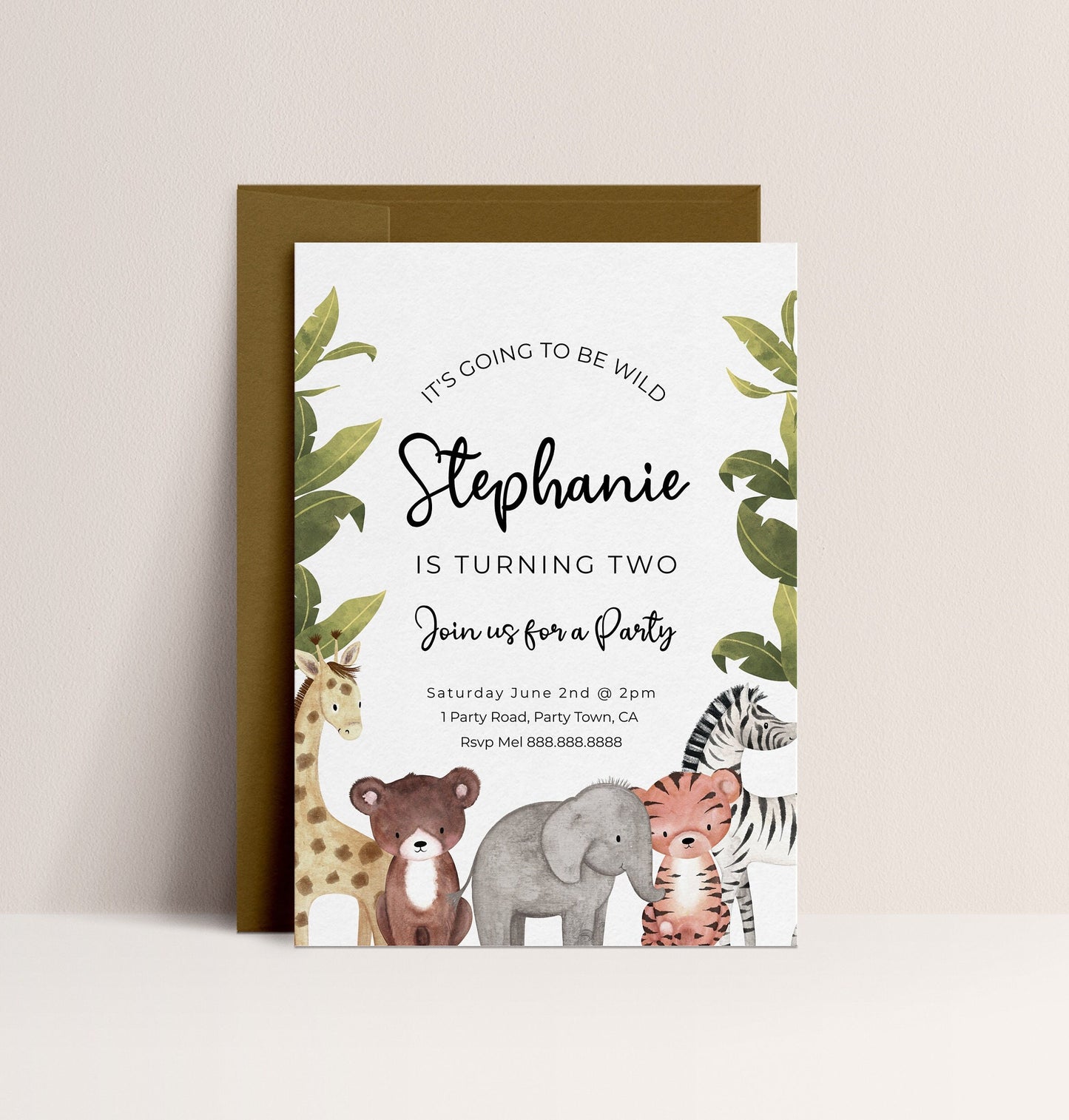Editable Safari Party Invitation - Safari Animal Invitation, Jungle Birthday Invite, Zoo Party Invitation, Wildlife Invite, Instant Download