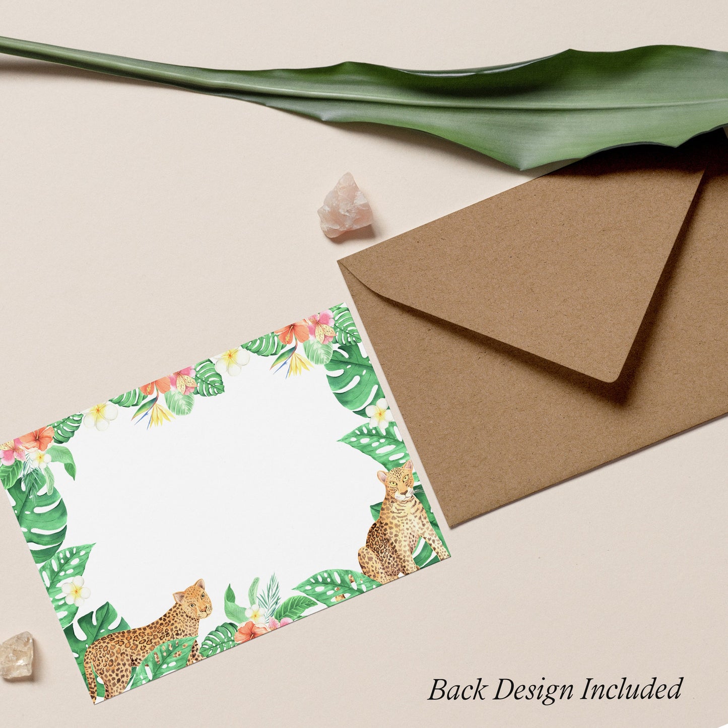 Leopard Birthday Invitation-Leopard Birthday Party Invite, Tropical Leaves Invitation, Safari Birthday Invitation, Editable Instant Download