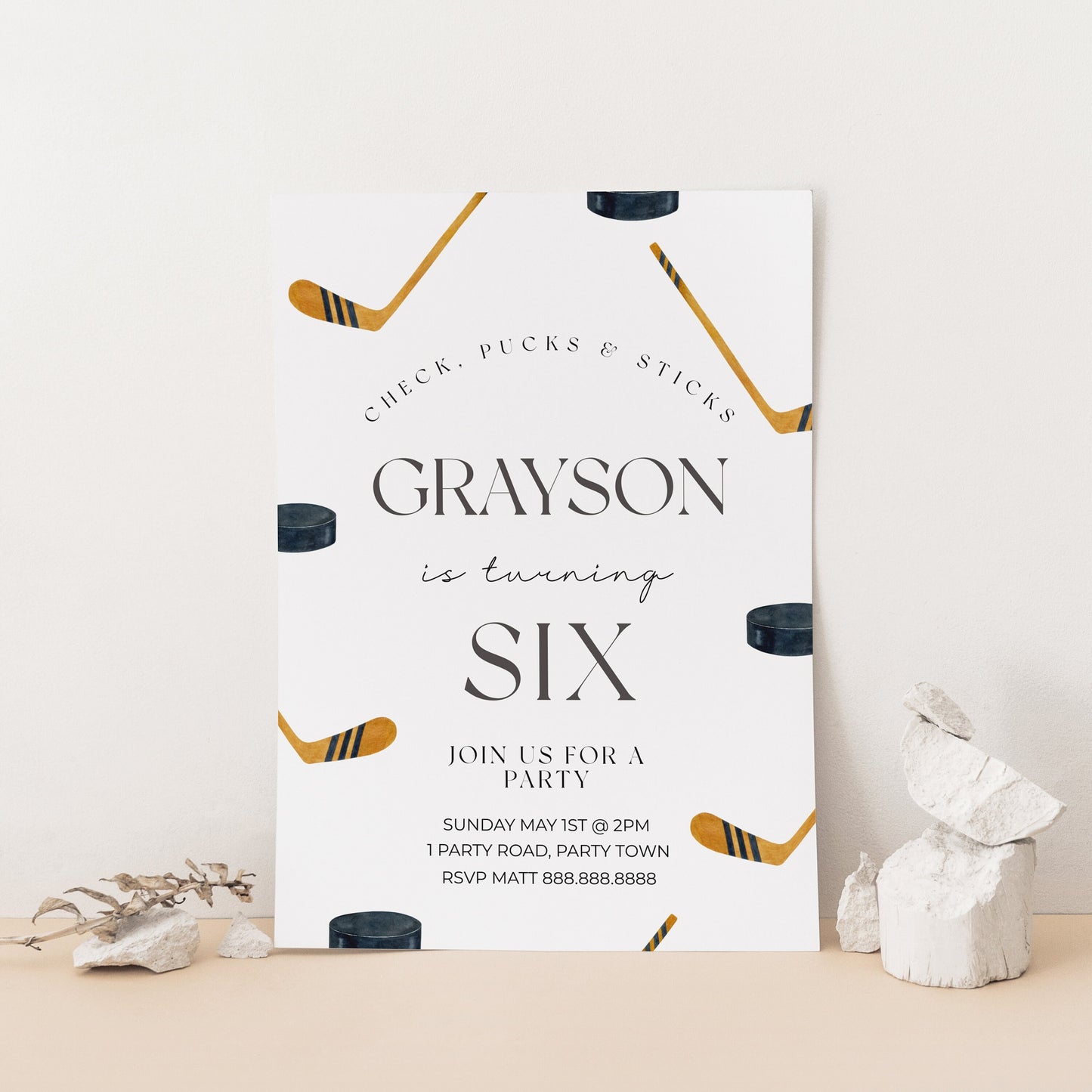 Hockey Birthday Invitation -Hockey Birthday Party Invite, Hockey Invite, Boys Birthday Invitation, Sports Theme, Editable Instant Download