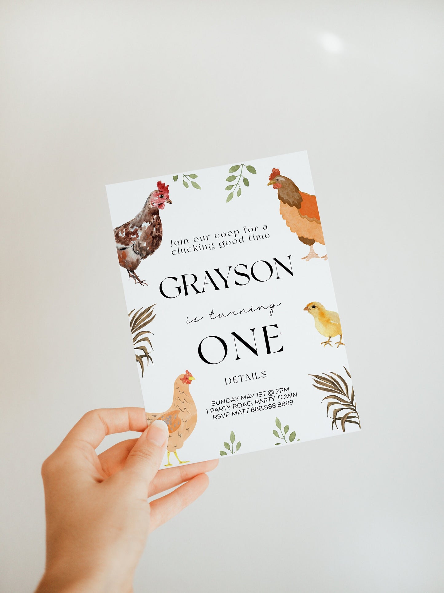 Chicken Birthday Invitation - Barnyard Birthday Invite, Chicken Theme Birthday, Farm Birthday, Farmers Market, Editable Instant Download