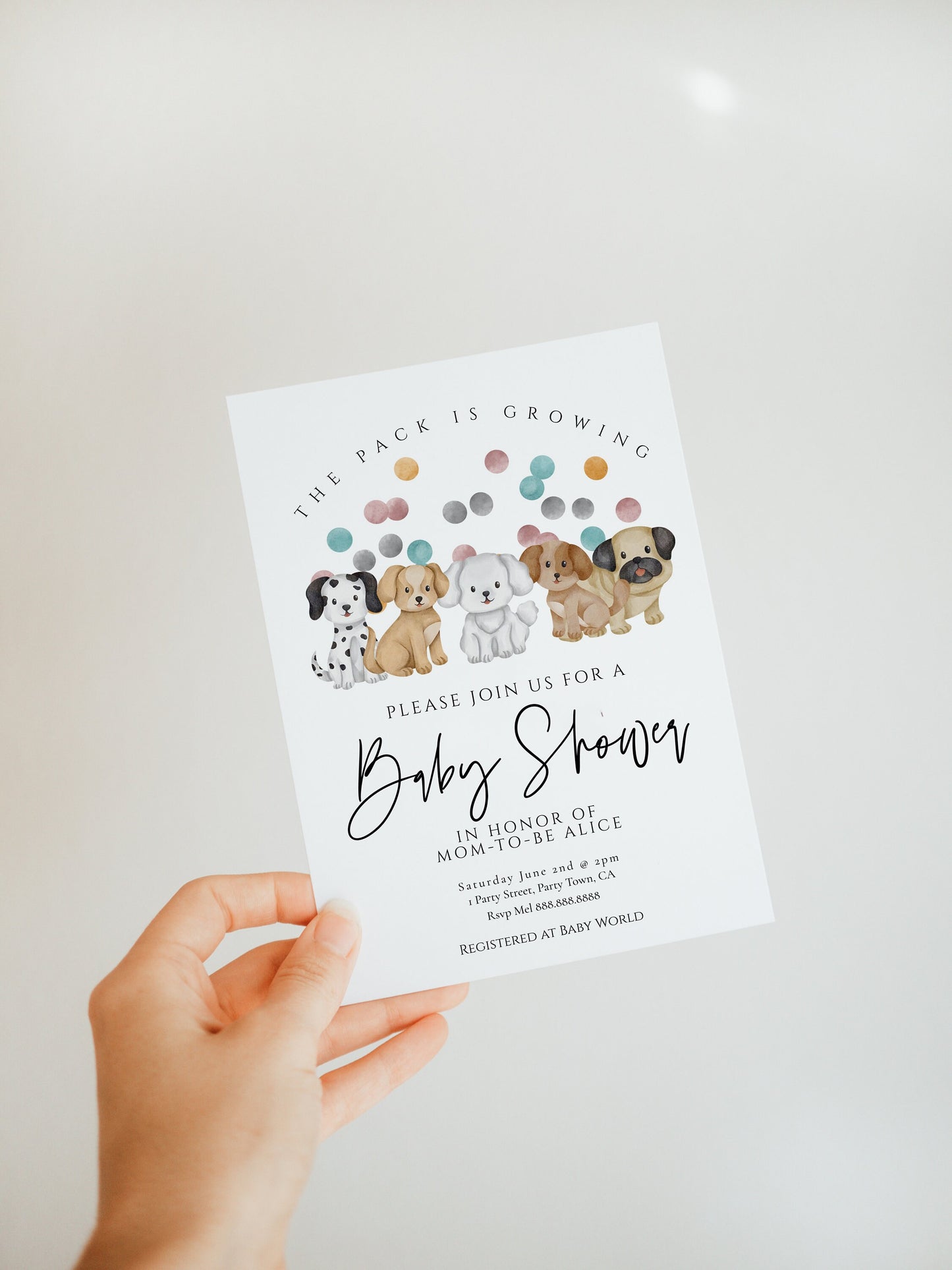 Puppy Baby Shower Invitation - Dog Theme Baby Shower Invitation, Gender Neutral Baby Shower Invitation Template, Editable Instant Download