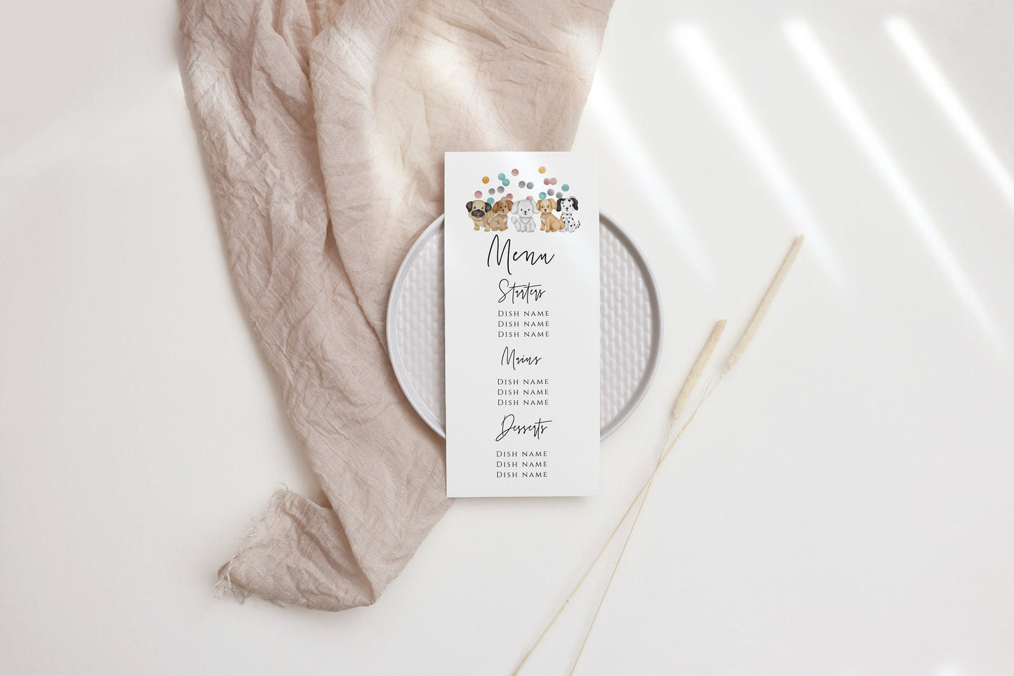 Puppy Theme Menu Template - Puppy Baby Shower Decor, Dog Theme Decor, Dog Theme Birthday, Puppy Birthday Decor, Editable Instant Download