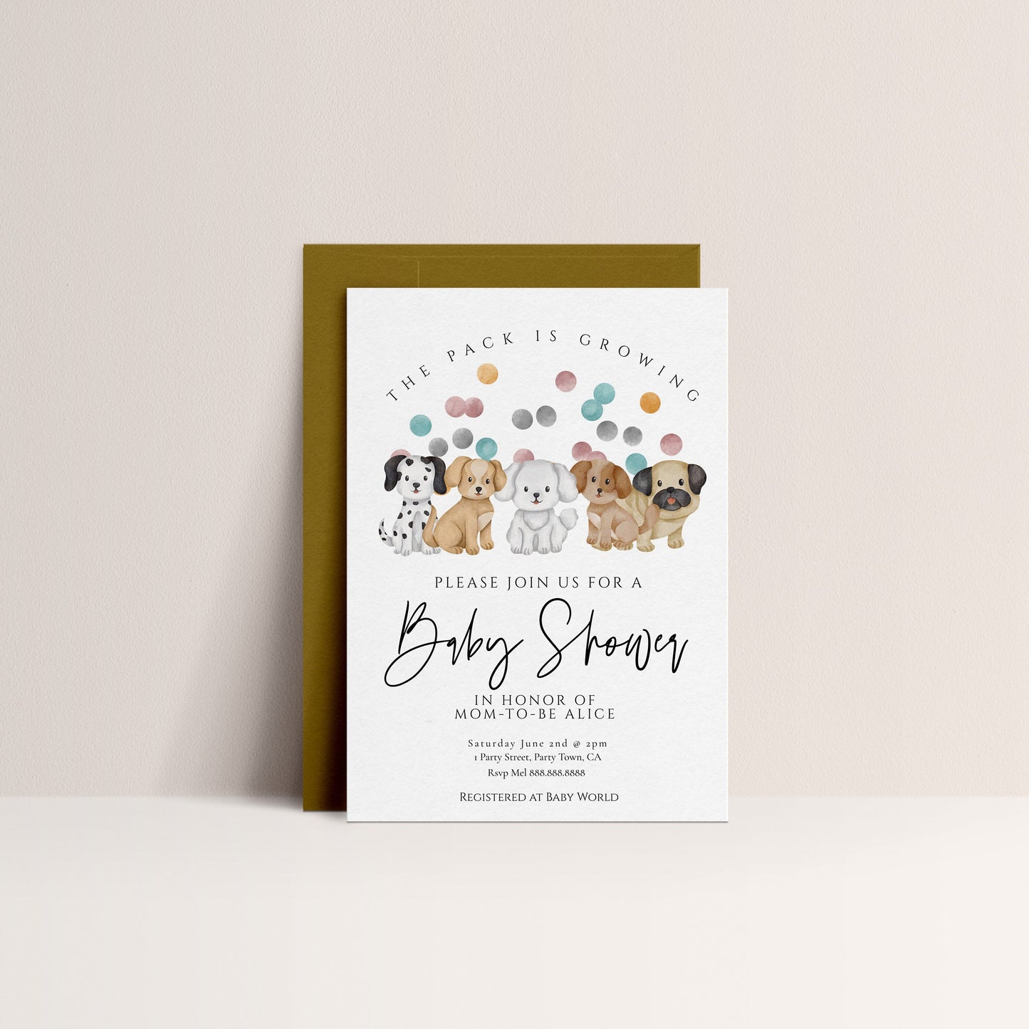 Puppy Baby Shower Book & Diaper Raffle Card - Dog Theme Baby Shower Decor, Puppy Baby Shower Invitation Inserts, Editable Instant Download