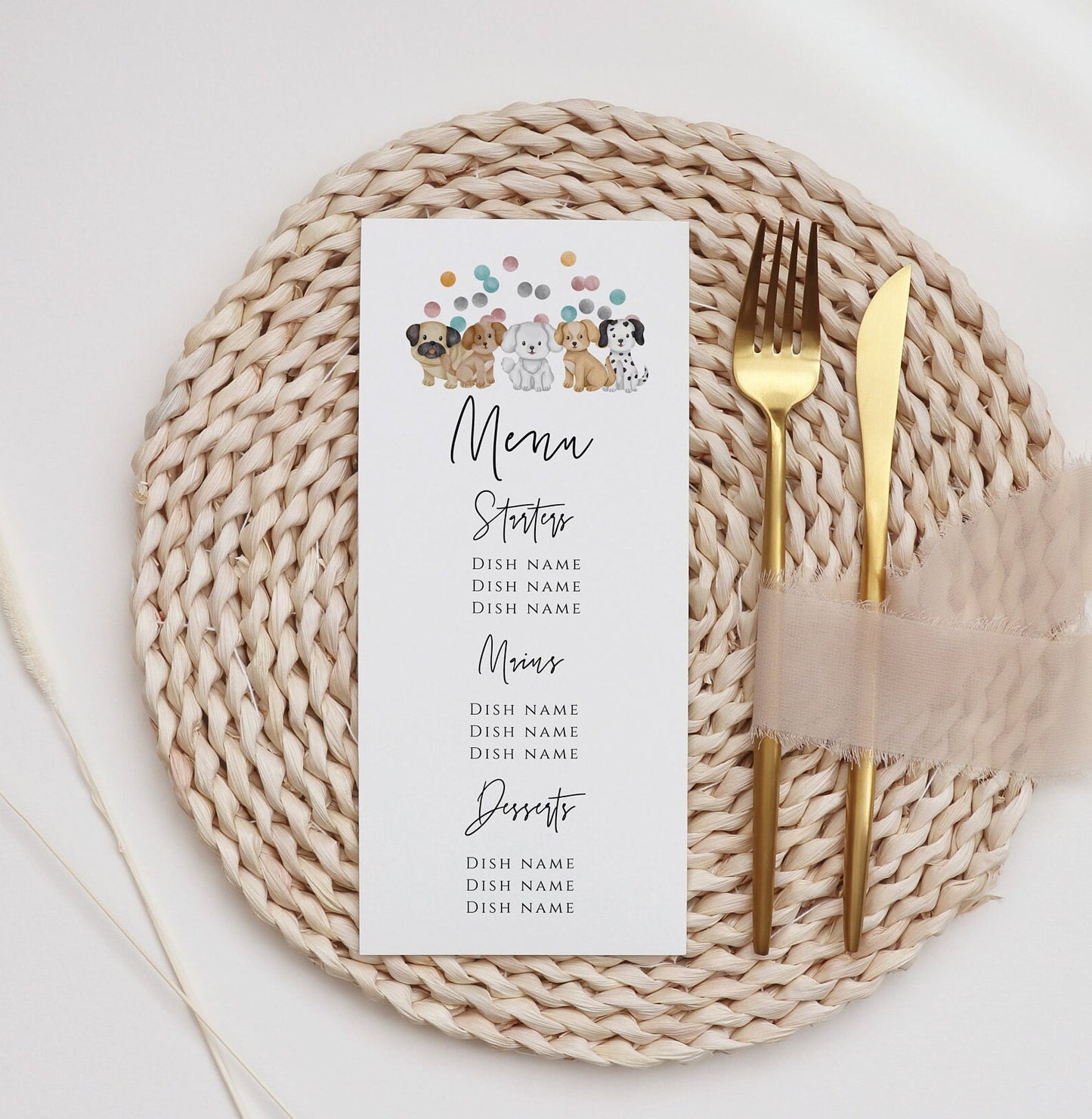 Puppy Theme Menu Template - Puppy Baby Shower Decor, Dog Theme Decor, Dog Theme Birthday, Puppy Birthday Decor, Editable Instant Download