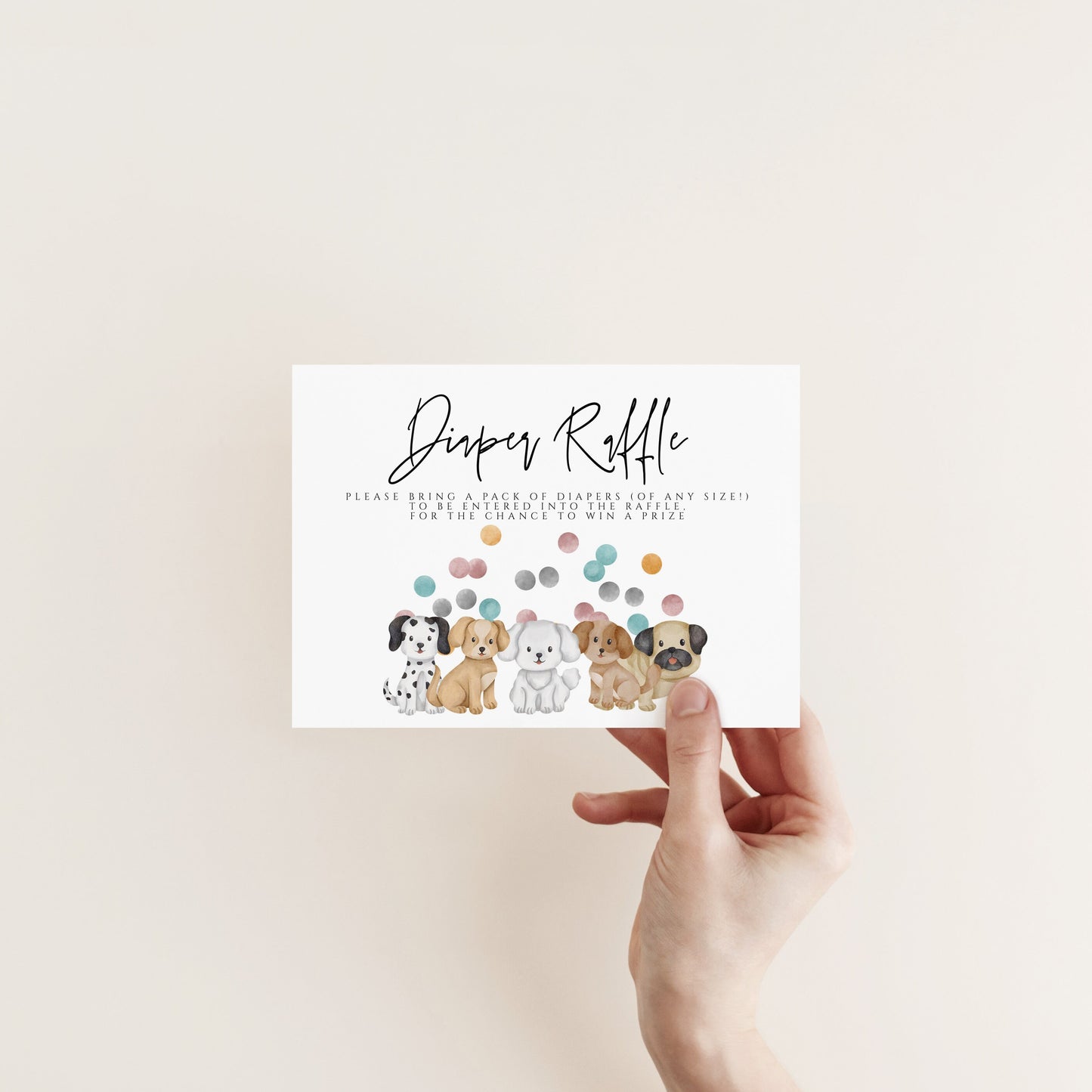 Puppy Baby Shower Book & Diaper Raffle Card - Dog Theme Baby Shower Decor, Puppy Baby Shower Invitation Inserts, Editable Instant Download