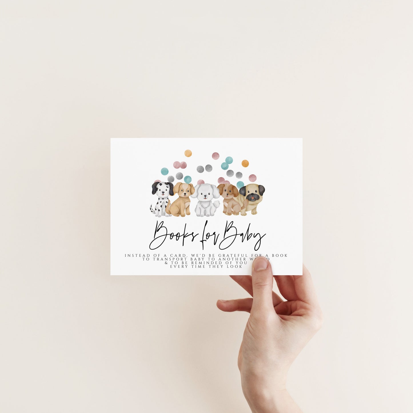 Puppy Baby Shower Book & Diaper Raffle Card - Dog Theme Baby Shower Decor, Puppy Baby Shower Invitation Inserts, Editable Instant Download