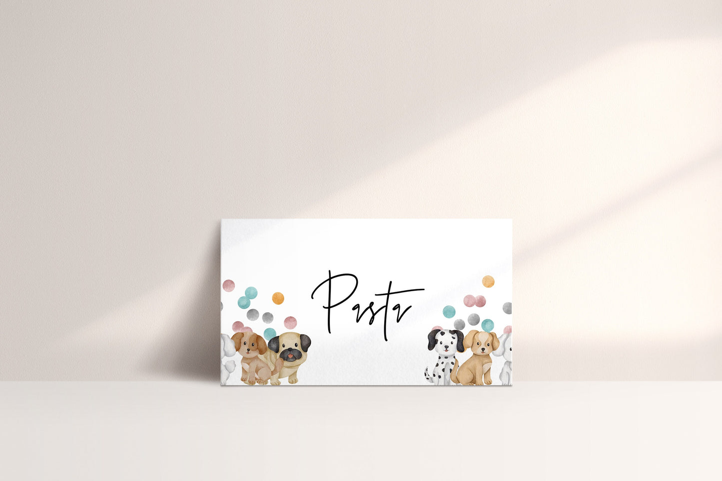 Puppy Baby Shower Place Cards -Puppy Decor, Dog Theme Baby Shower, Puppy Theme Food Tent, Puppy Baby Shower Label, Editable Instant Download