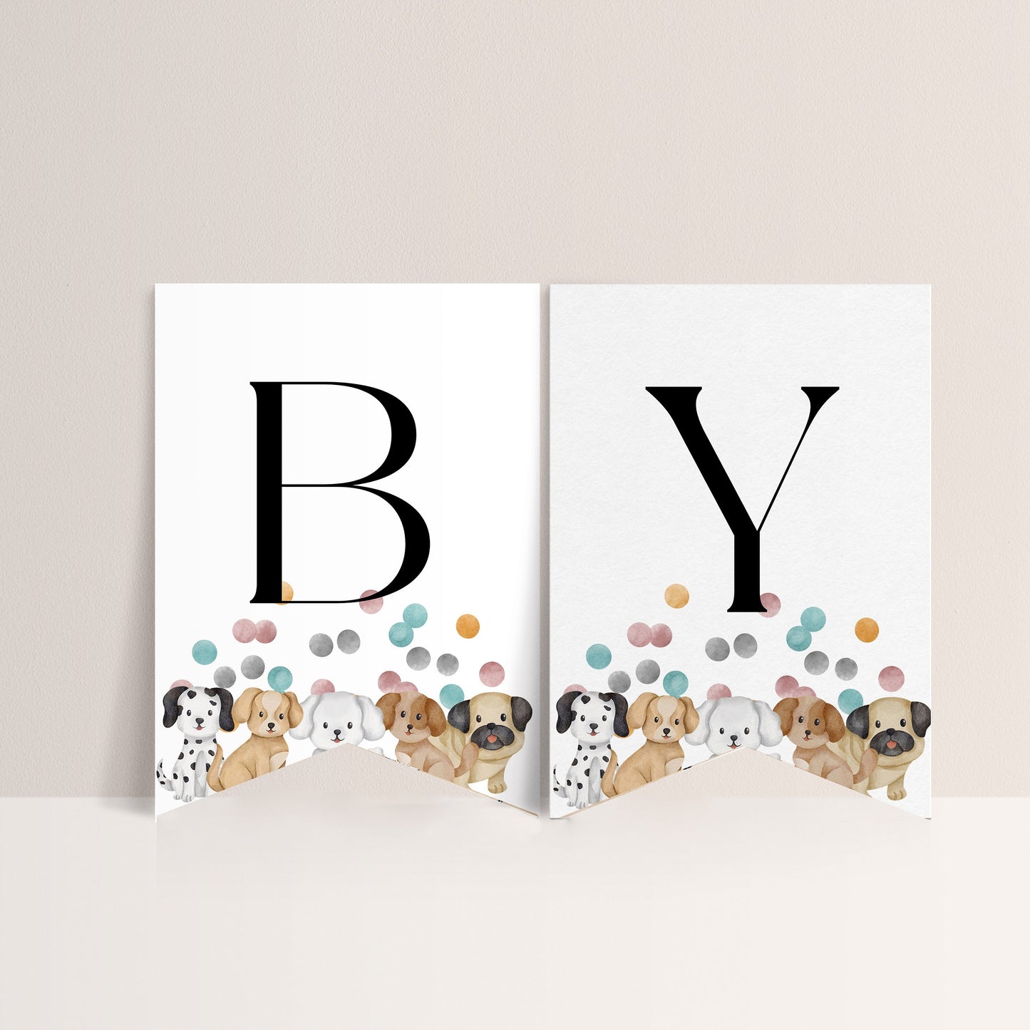 Puppy Baby Shower Flag Banner - Dog Sign, Puppy Theme, Dog Theme Baby Shower Decorations, Puppy Banner, Baby Shower Sign, Editable Download