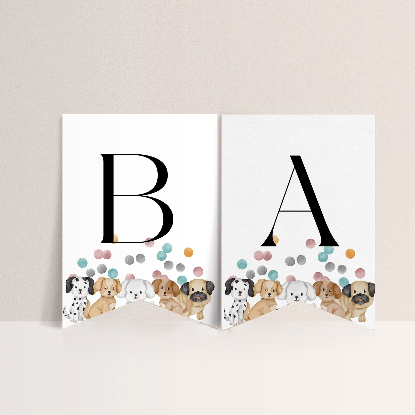 Puppy Baby Shower Flag Banner - Dog Sign, Puppy Theme, Dog Theme Baby Shower Decorations, Puppy Banner, Baby Shower Sign, Editable Download