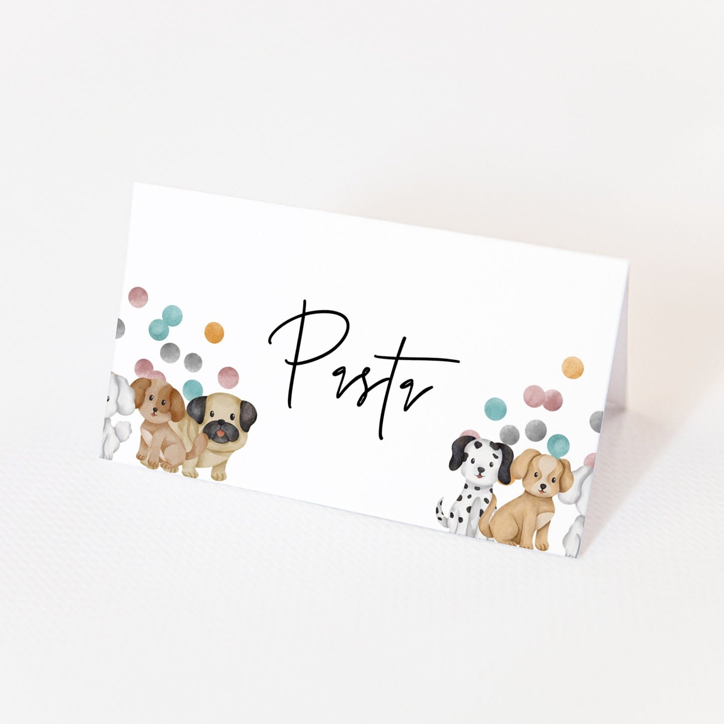Puppy Baby Shower Place Cards -Puppy Decor, Dog Theme Baby Shower, Puppy Theme Food Tent, Puppy Baby Shower Label, Editable Instant Download