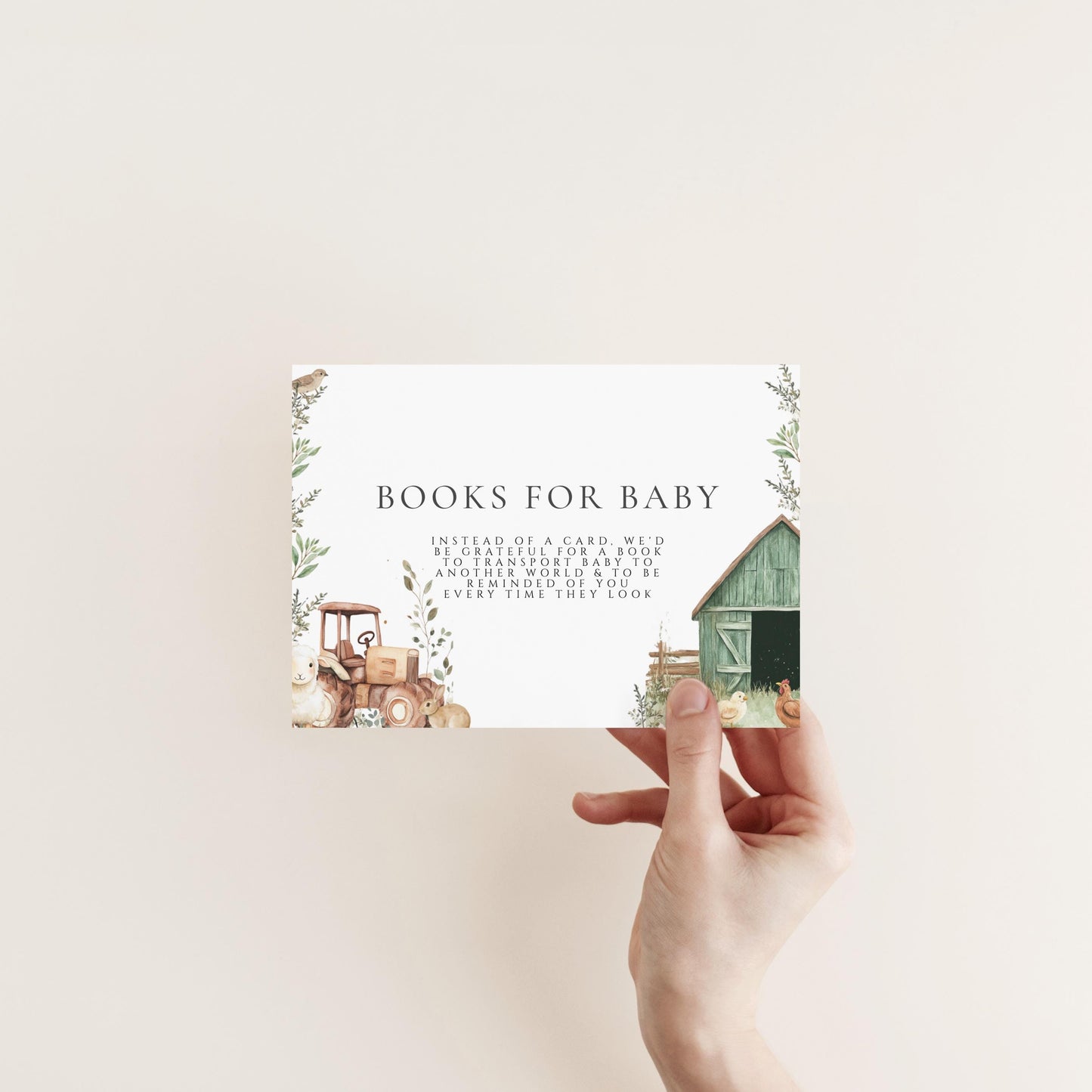 Farm Animal Baby Shower Invitation Suite - Barnyard Baby Shower, Tractor, Barn, Farm Diaper Raffle & Books cards, Editable Instant Download