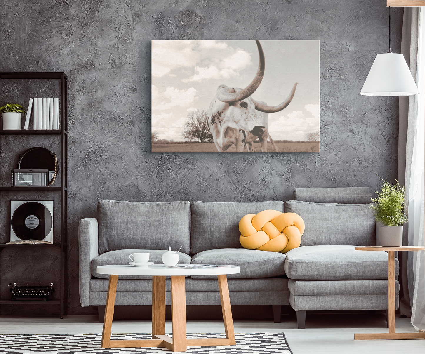 Longhorn Canvas Wall Art, Longhorn Steer Print, Large Wall Art, Longhorn Cow Art, Longhorn Bull Print, Southwestern Decor, Texas Decor