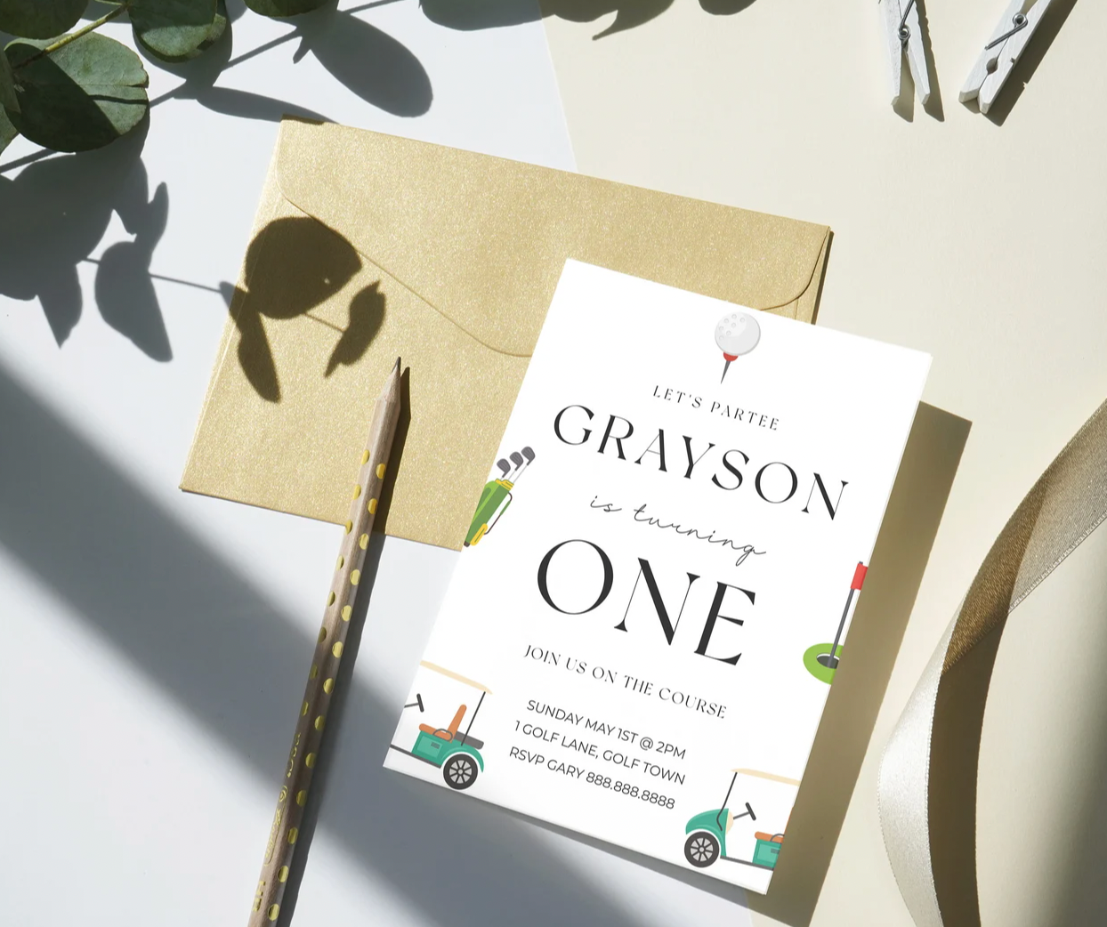 Editable Golf Birthday Invitation