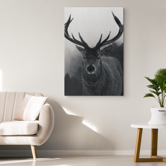Black and White Stag Canvas Wall Art