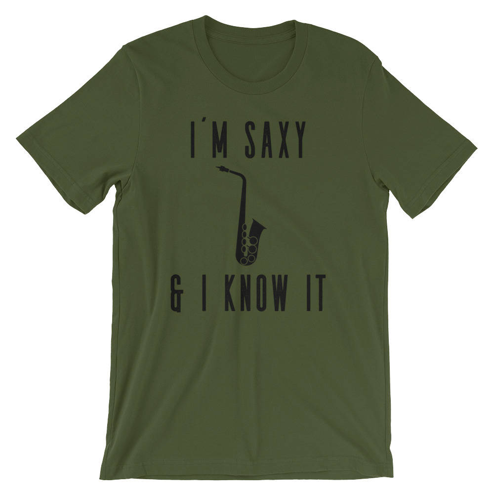 I'm Saxy & I Know It Unisex T-Shirt - Saxaphone shirt, Saxaphone gifts, Band shirts, Music puns, Music shirt, Gift for musician, music tee