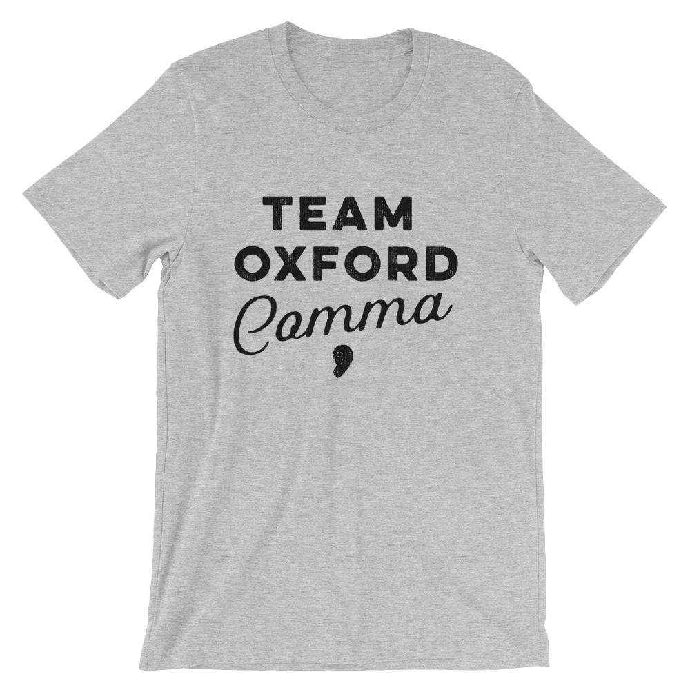 Team Oxford Comma Unisex T-Shirt - book lover t shirts - book lover gift - bookworm gift - bibliophile - Grammar Vocabulary Punctuation