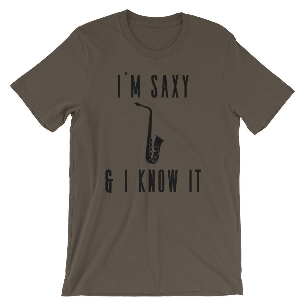 I'm Saxy & I Know It Unisex T-Shirt - Saxaphone shirt, Saxaphone gifts, Band shirts, Music puns, Music shirt, Gift for musician, music tee