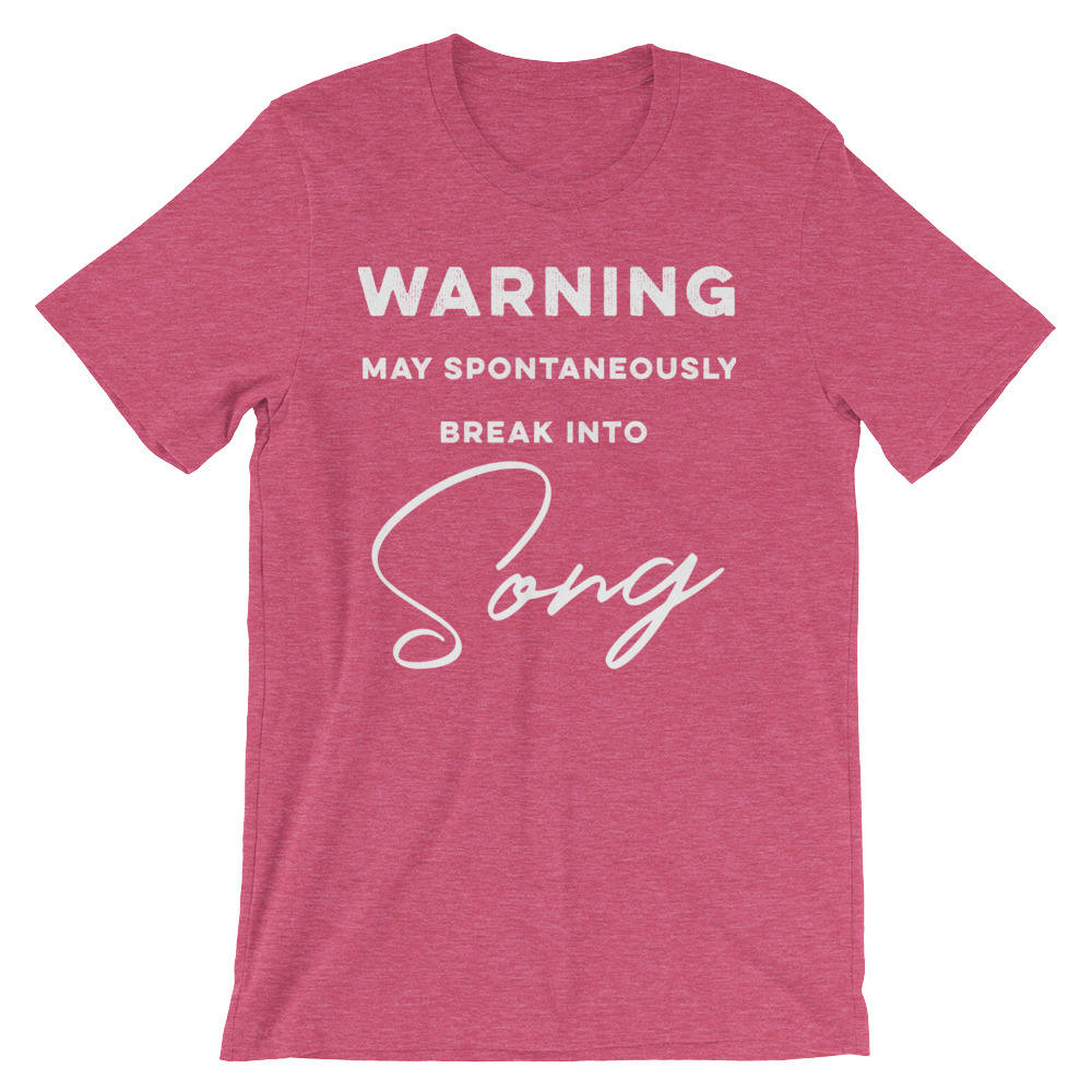 Warning May Spontaneously Break Into Song Unisex Shirt - Theatre Shirt, Theatre gift, Broadway shirt, Music lover gift, Karaoke shirt