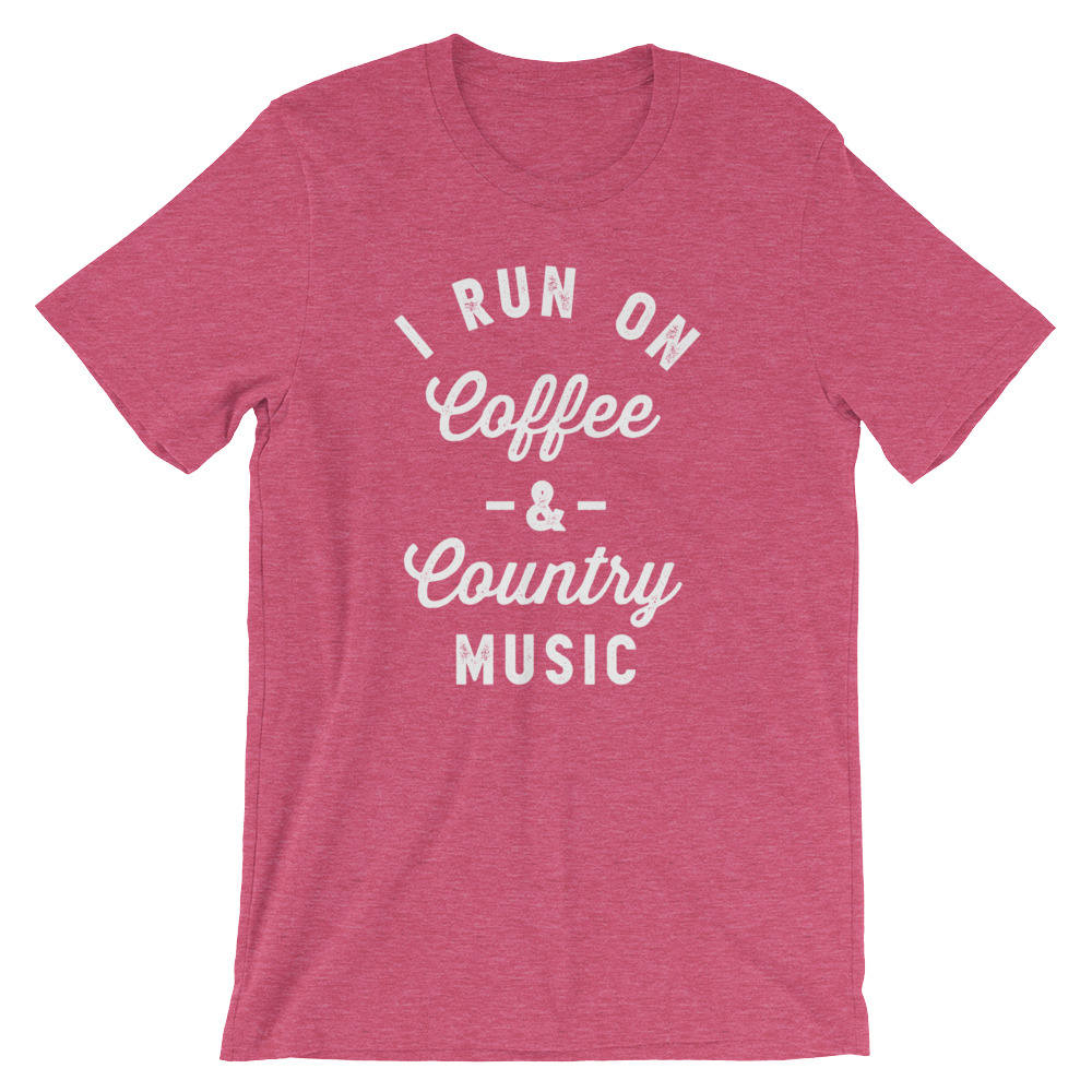 I Run On Coffee & Country Music Unisex Shirt - Coffee Shirt, Country Music Shirt, Country Girl Shirts, Cowgirl Shirts, Southern Belle