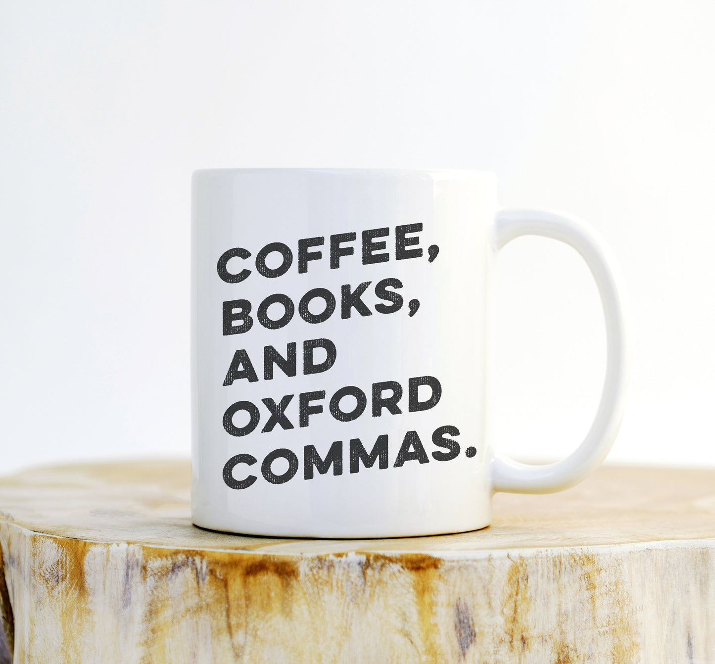 Coffee, Books & Oxford Commas Mug - book lover mug - book lover gift - bookworm gift - bibliophile - Grammar Vocabulary Punctuation