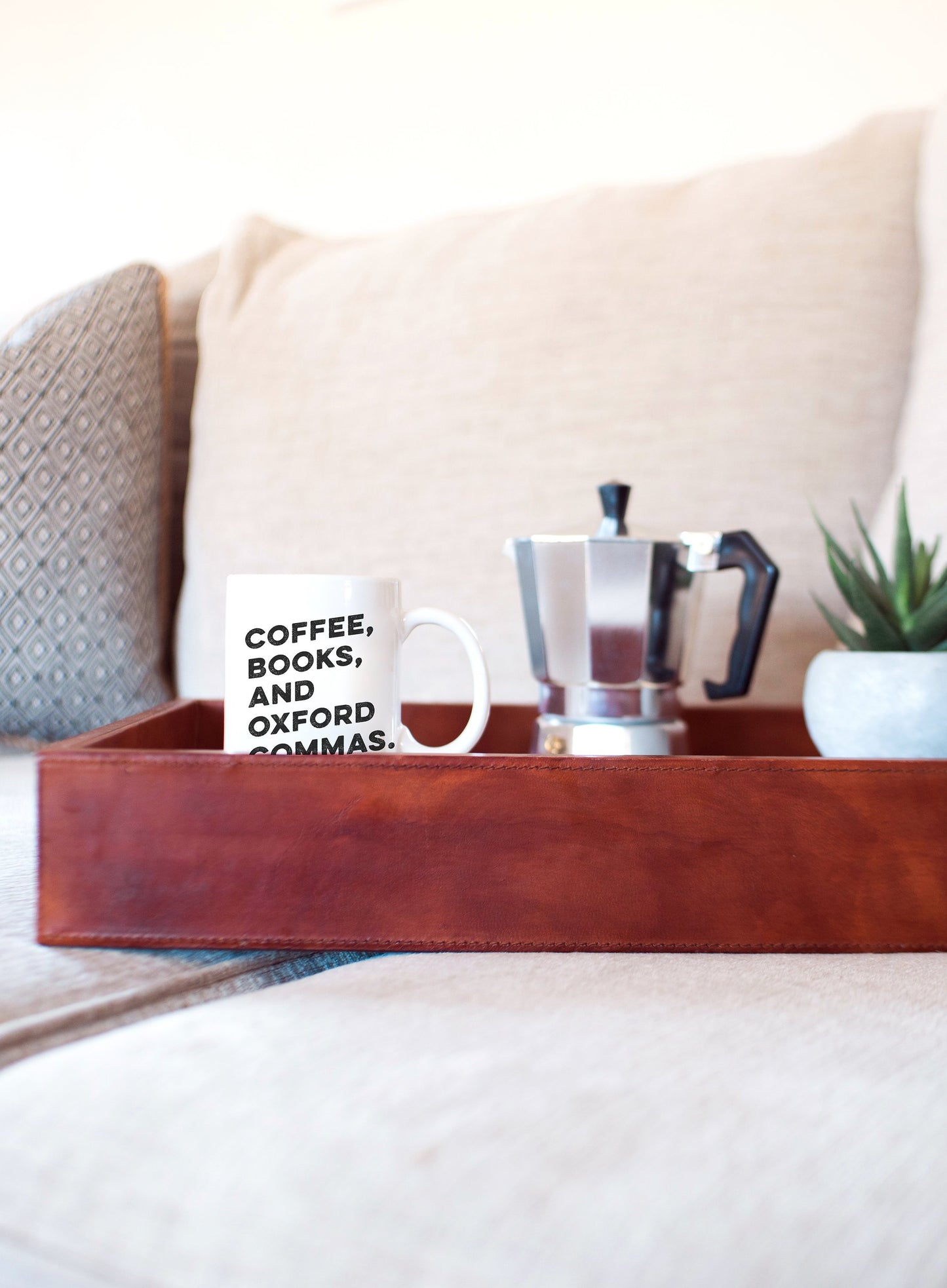 Coffee, Books & Oxford Commas Mug - book lover mug - book lover gift - bookworm gift - bibliophile - Grammar Vocabulary Punctuation