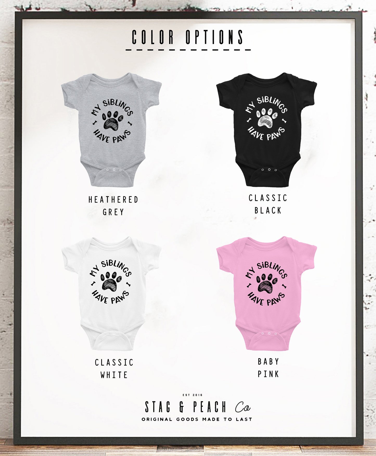 My Siblings Have Paws Baby Bodysuit