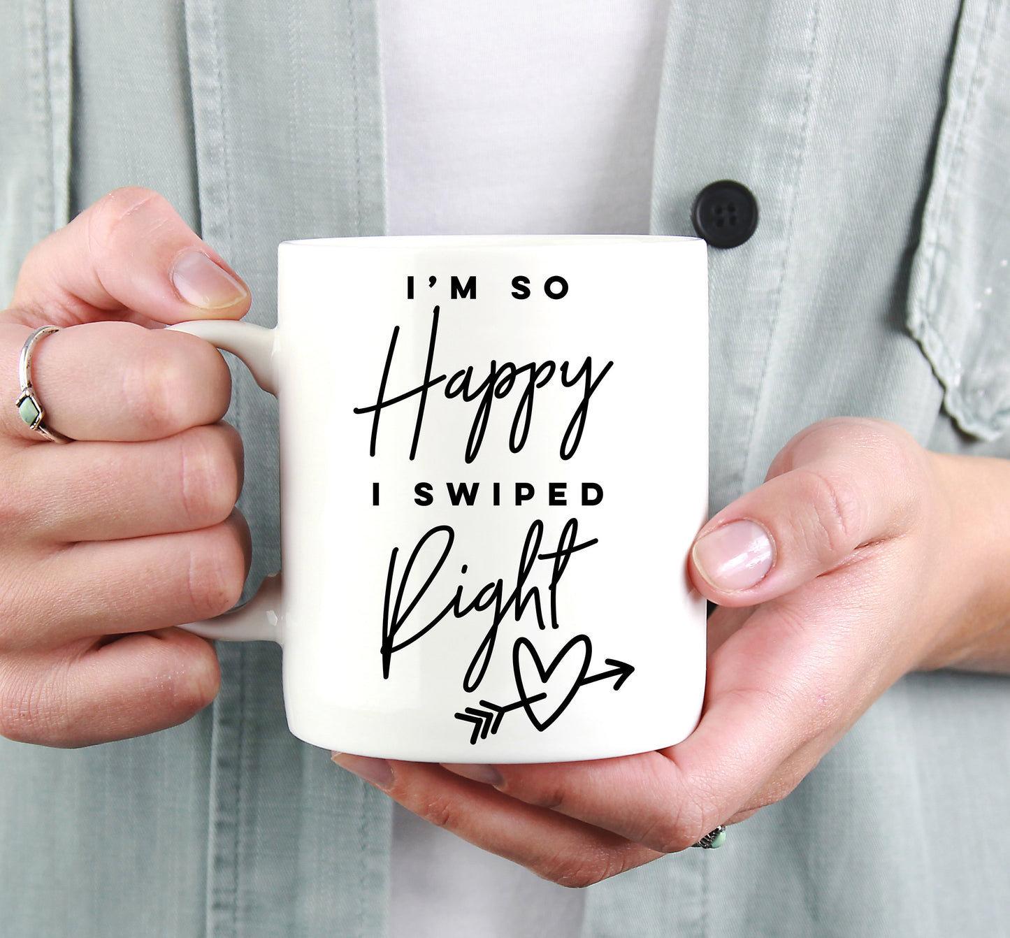 I'm So Happy I Swiped Right Mug - Boyfriend and Girlfriend Gift, Matching Couples Coffee Mugs, Anniversary Gift, Mr & Mrs Mugs, Wedding Mugs