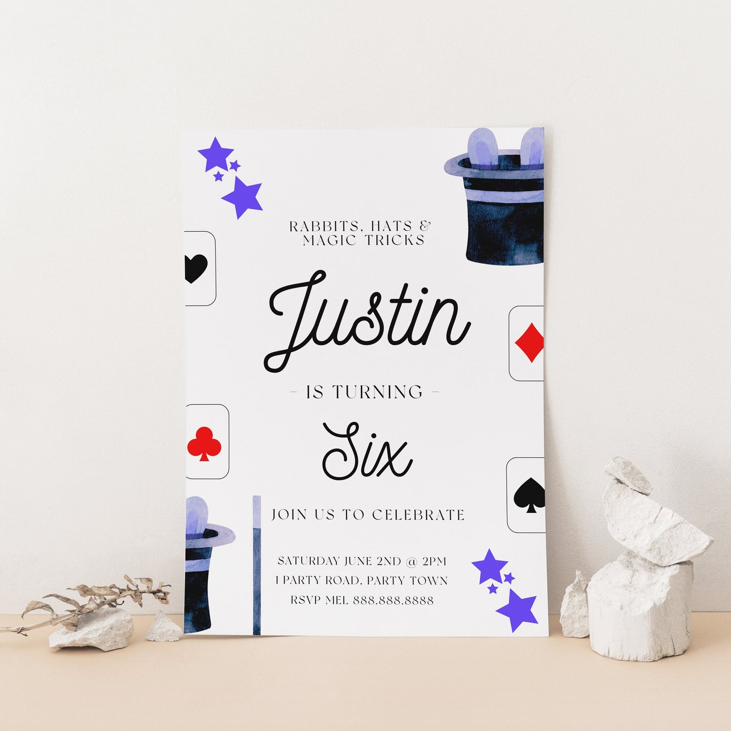 Editable Magic Birthday Party Invitation -Magic Birthday Invite, Magical Party Invitation, Magician Birthday Invitation, Instant Download