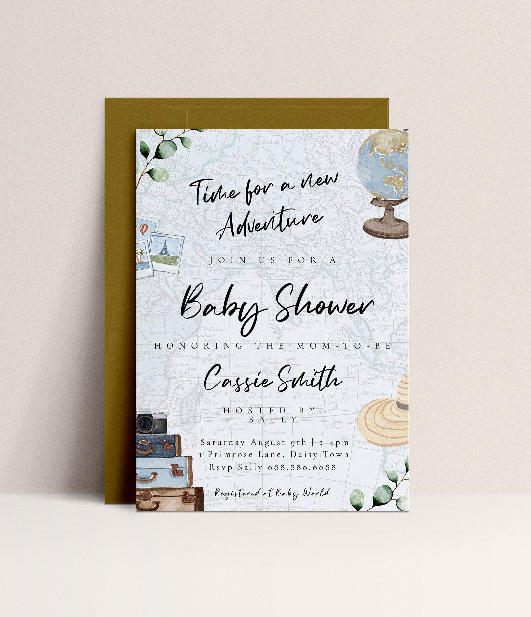 Baby Around The World Baby Shower Invitation Card Travel Theme