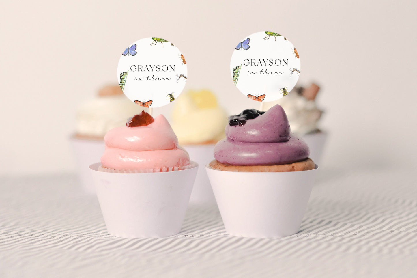 Bug Cupcake Toppers - Insect Cupcake Toppers, Bug Birthday Decorations, Nature Birthday Theme, Bug Cake Topper, Editable Instant Download