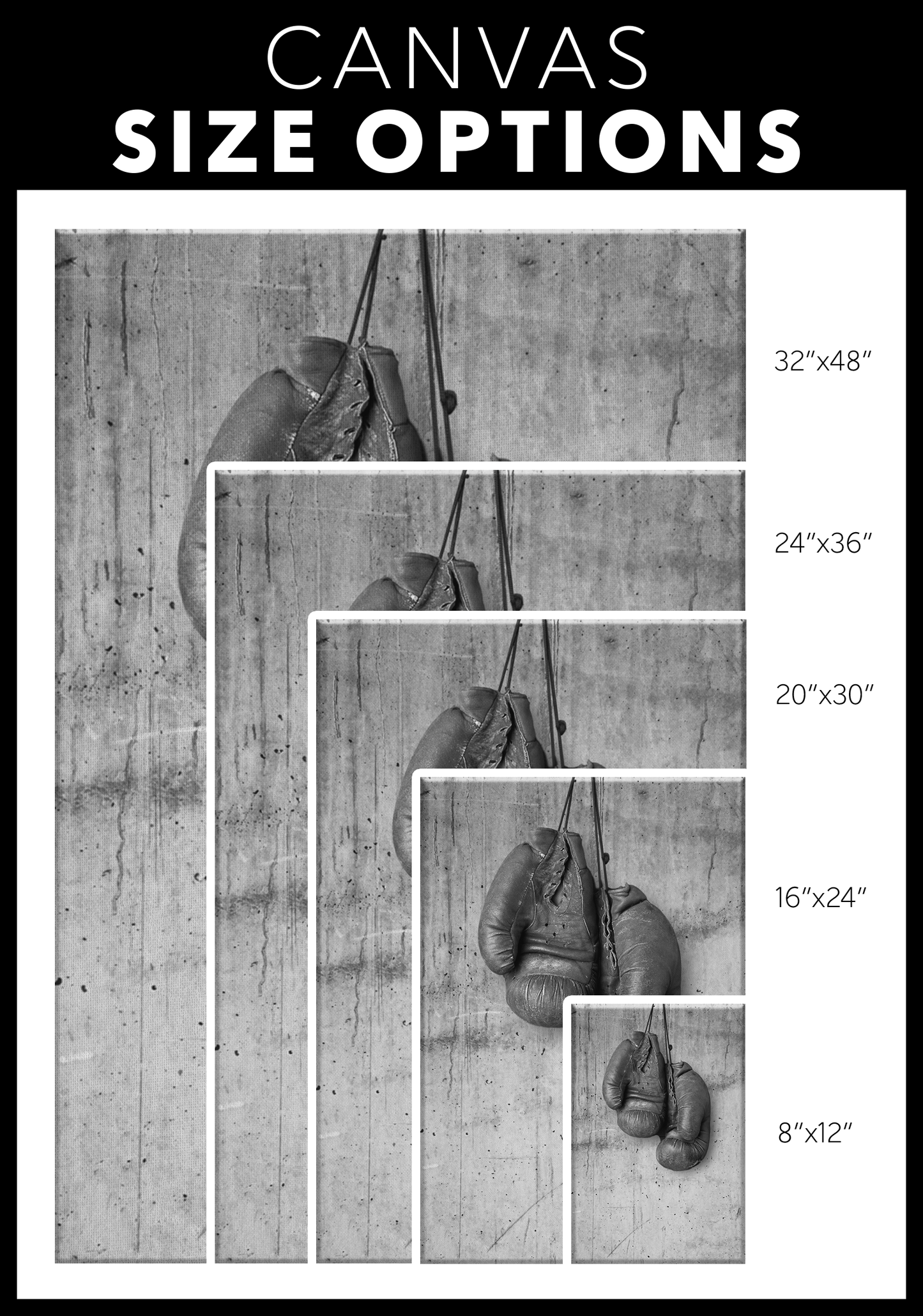 Boxing Canvas Wall Art - Black and White Wall Art, Boxer Gift, Sport Wall Art, Gym Wall Art, Motivation Wall Art