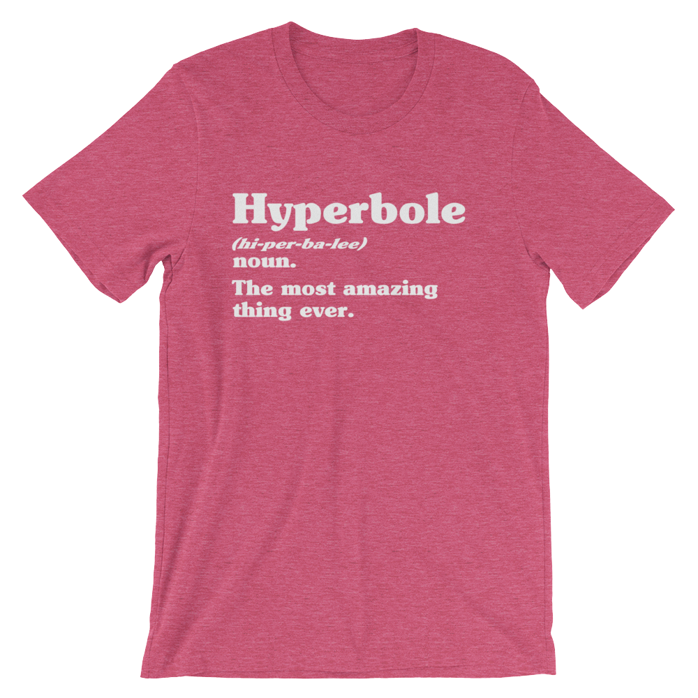 Hyperbole Dictionary Definition Unisex Shirt - Book Lover T Shirts, Book Lover Gift, English Teacher Shirt, Grammar, Vocabulary, Punctuation