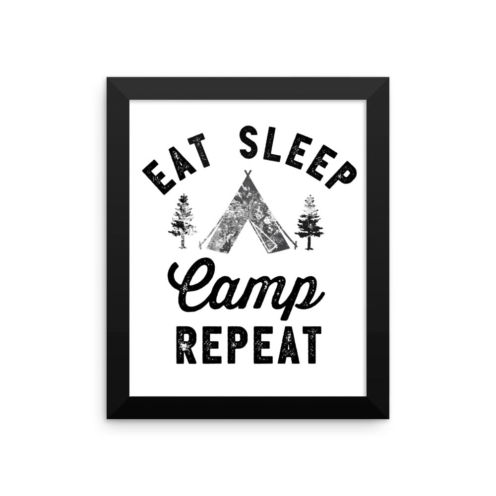 Eat Sleep Camp Repeat Framed Photo