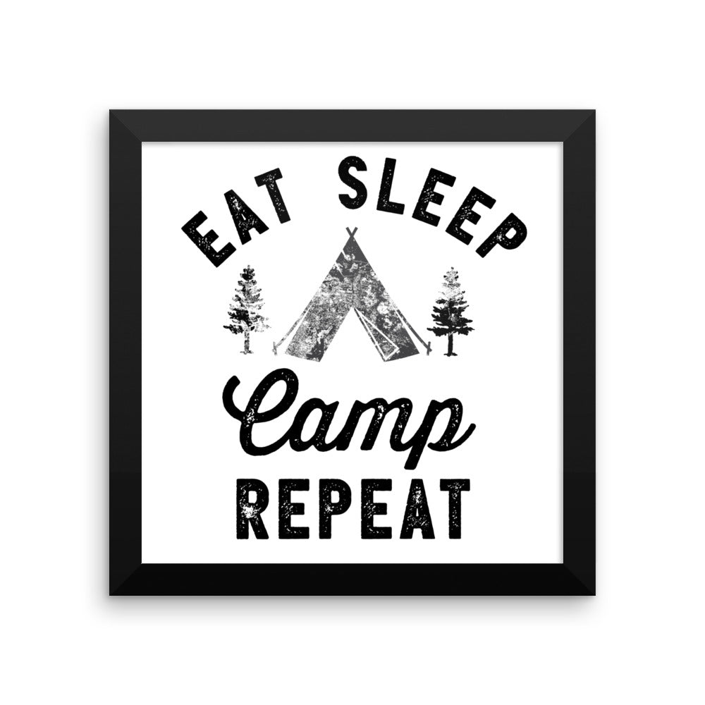 Eat Sleep Camp Repeat Framed Photo