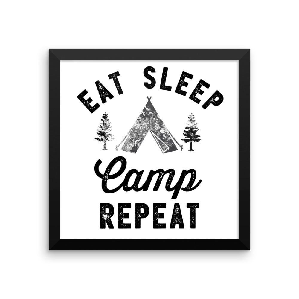 Eat Sleep Camp Repeat Framed Photo