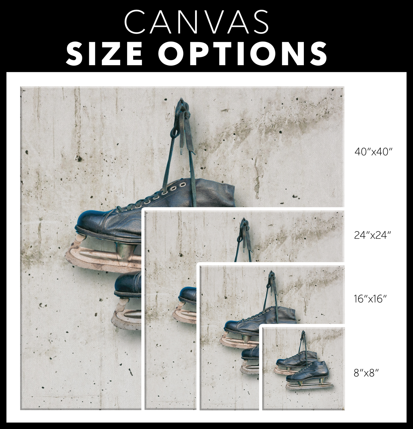 Hockey Photo Canvas Wall Art - Vintage Hockey Skates Wall Art, Nursery Wall Art, Hockey Prints, Gym Wall Art