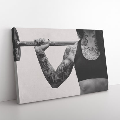 Weightlifter Black and White Canvas