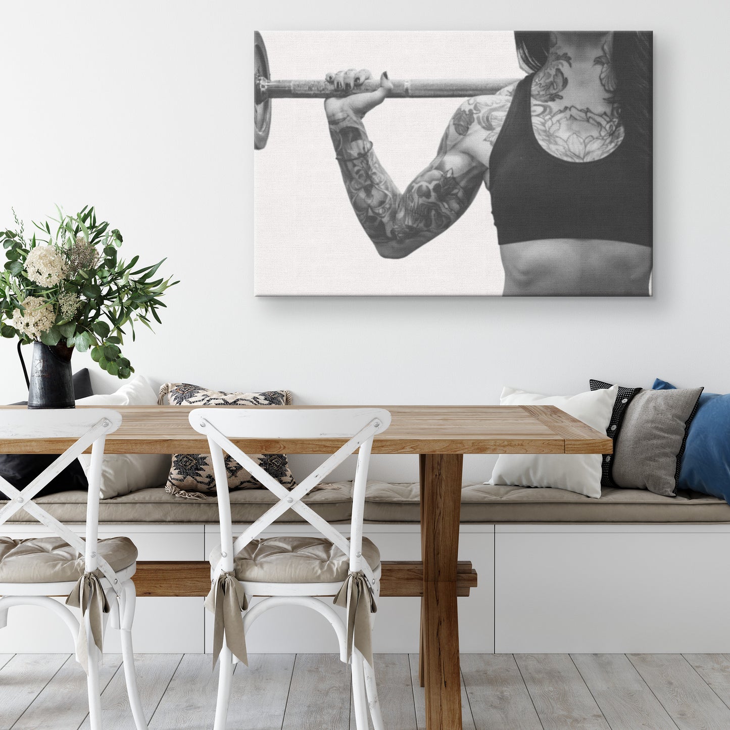 Weightlifter Black and White Canvas