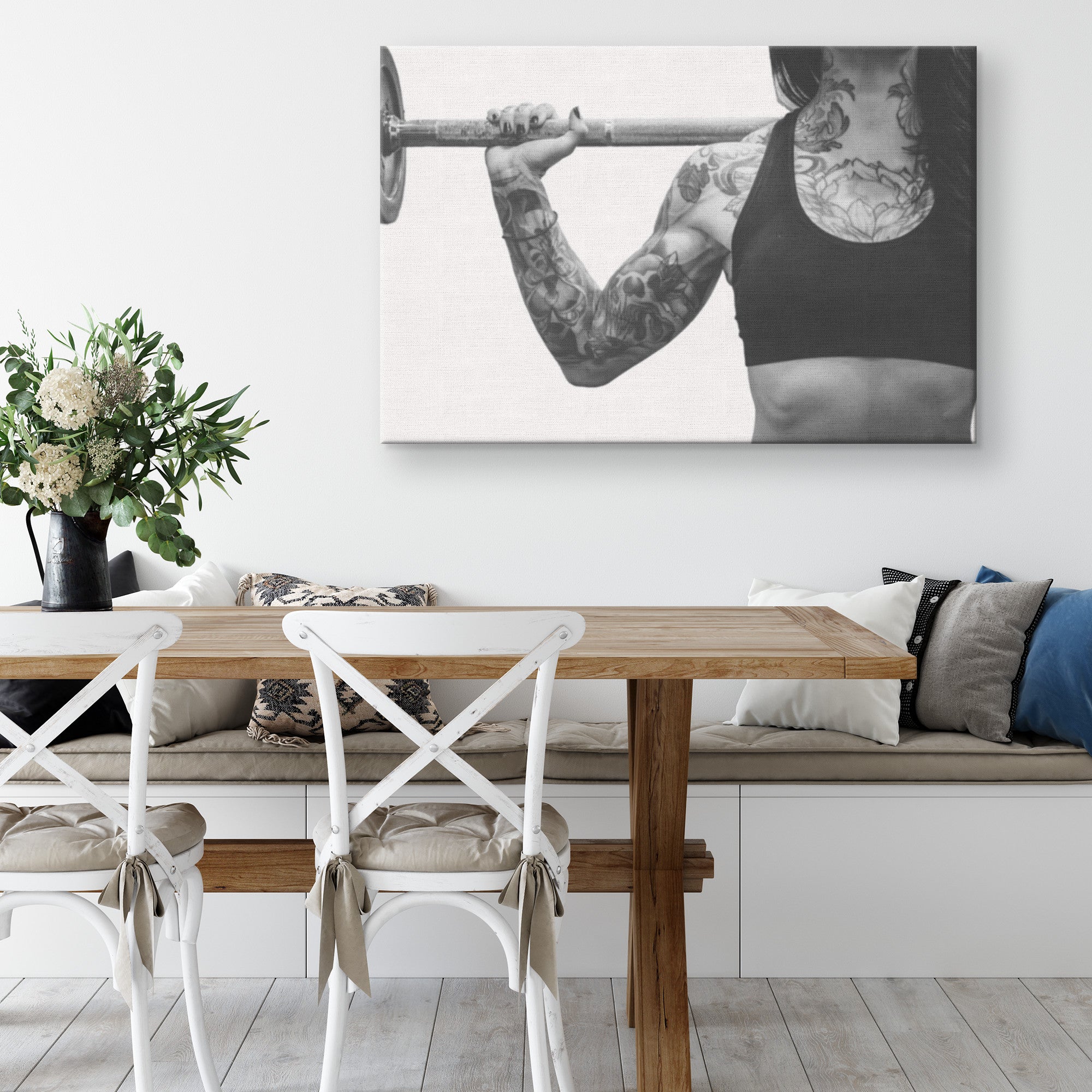 Weightlifter Black And White Canvas – Bodybuilder Wall Art