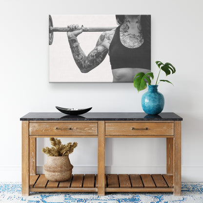 Weightlifter Black and White Canvas
