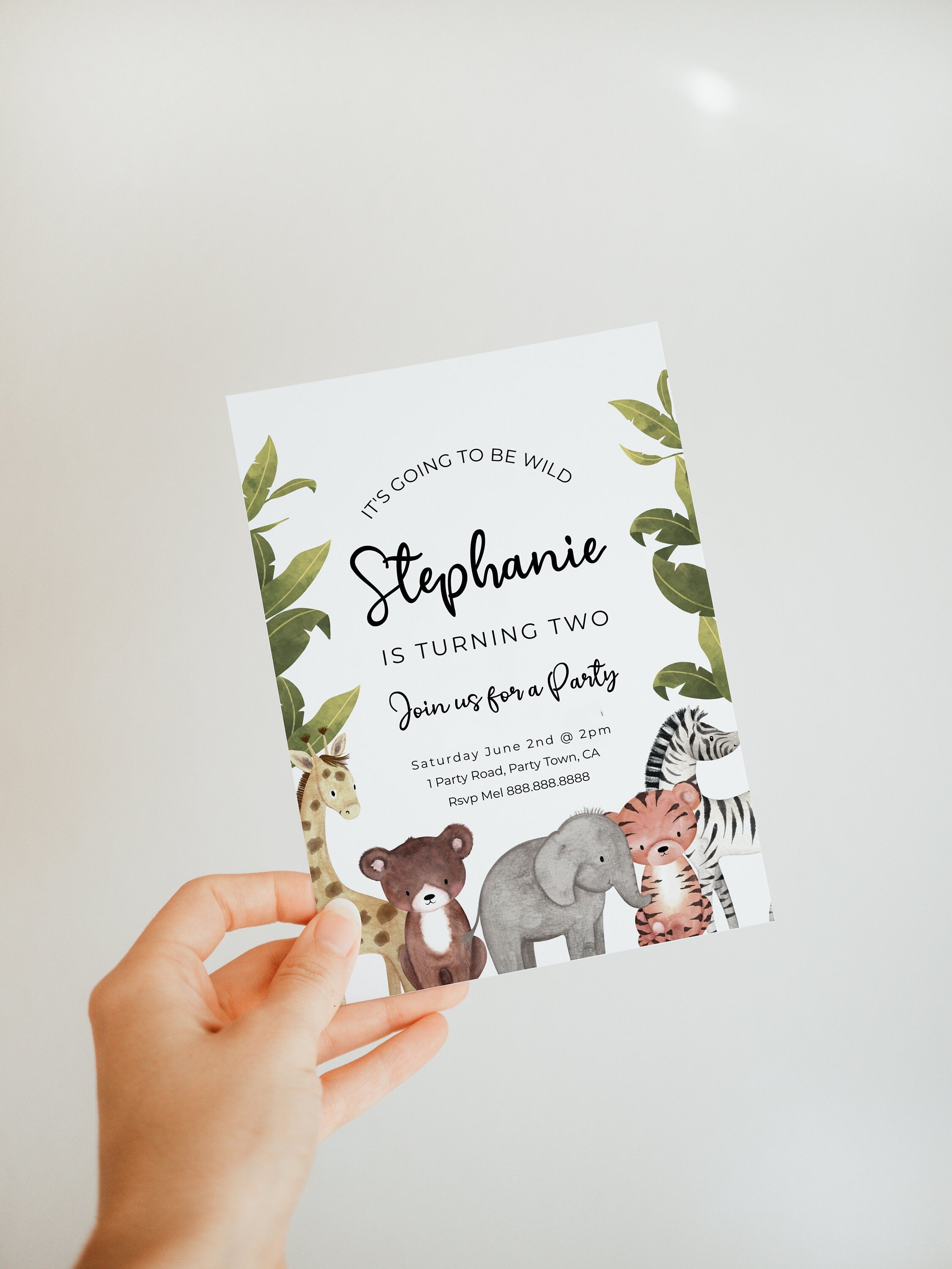 Editable Safari Party Invitation - Safari Animal Invitation, Jungle Birthday Invite, Zoo Party Invitation, Wildlife Invite, Instant Download