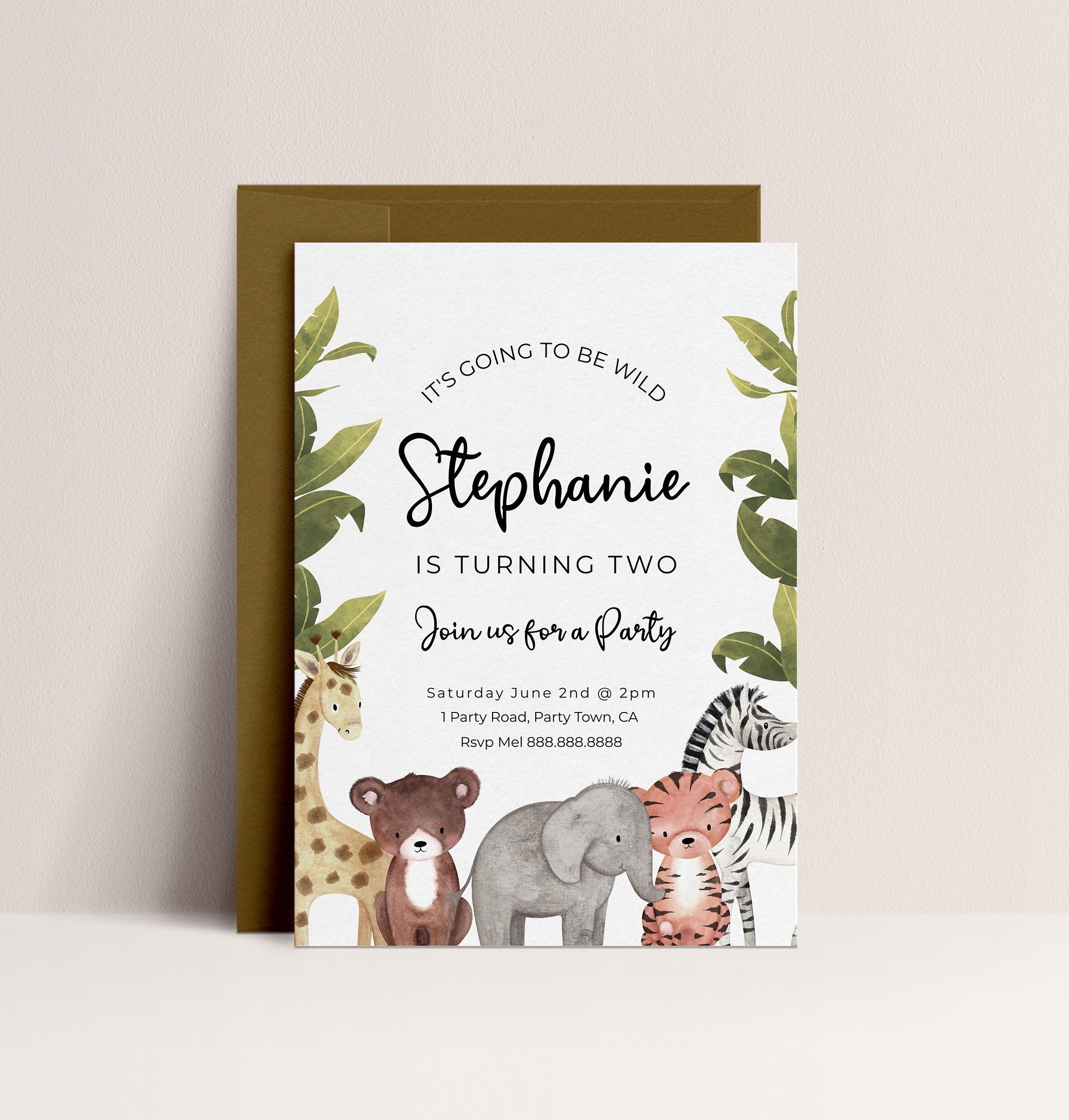 Editable Safari Party Invitation - Safari Animal Invitation, Jungle Birthday Invite, Zoo Party Invitation, Wildlife Invite, Instant Download