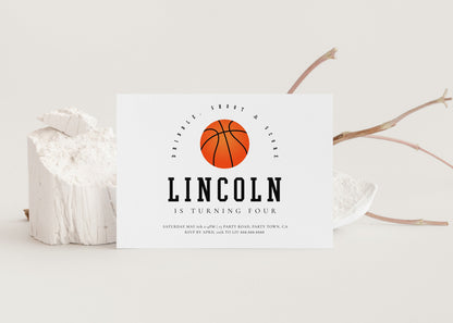 Basketball Birthday Party Invitation-Editable Basketball Invitation, Basketball Invitation, Basketball Themed Party Invite, Instant Download