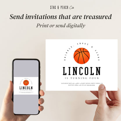 Basketball Birthday Party Invitation-Editable Basketball Invitation, Basketball Invitation, Basketball Themed Party Invite, Instant Download
