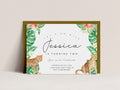 Leopard Birthday Invitation-Leopard Birthday Party Invite, Tropical Leaves Invitation, Safari Birthday Invitation, Editable Instant Download