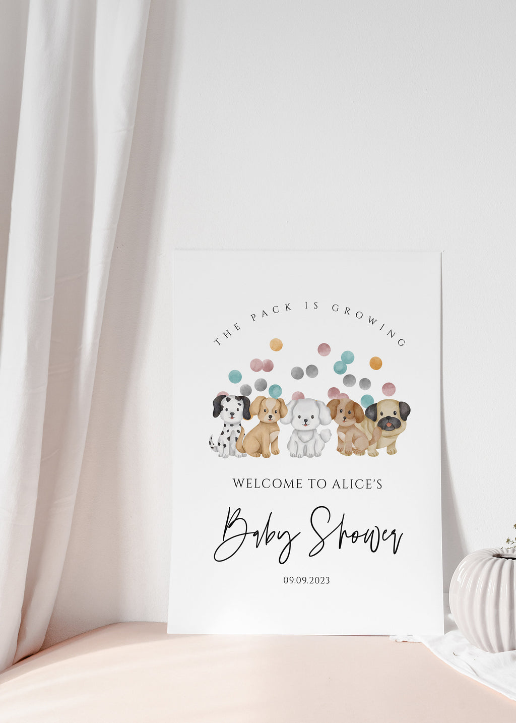Puppy Baby Shower Welcome Sign-Baby Shower Puppies, Puppy Baby Shower Decor, Dog Theme Welcome, Gender Neutral Editable Instant Download