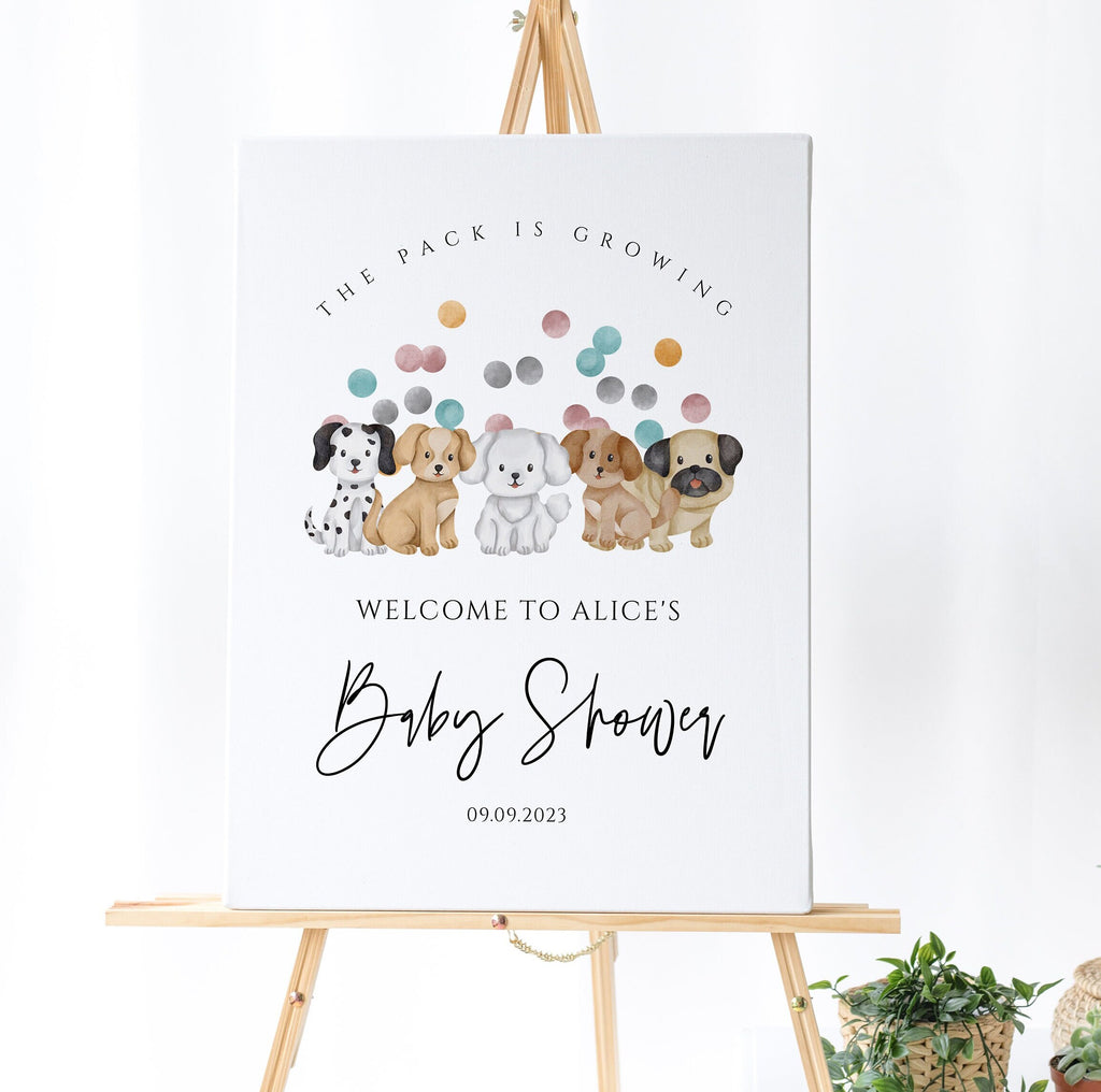 Puppy Baby Shower Welcome Sign-Baby Shower Puppies, Puppy Baby Shower Decor, Dog Theme Welcome, Gender Neutral Editable Instant Download