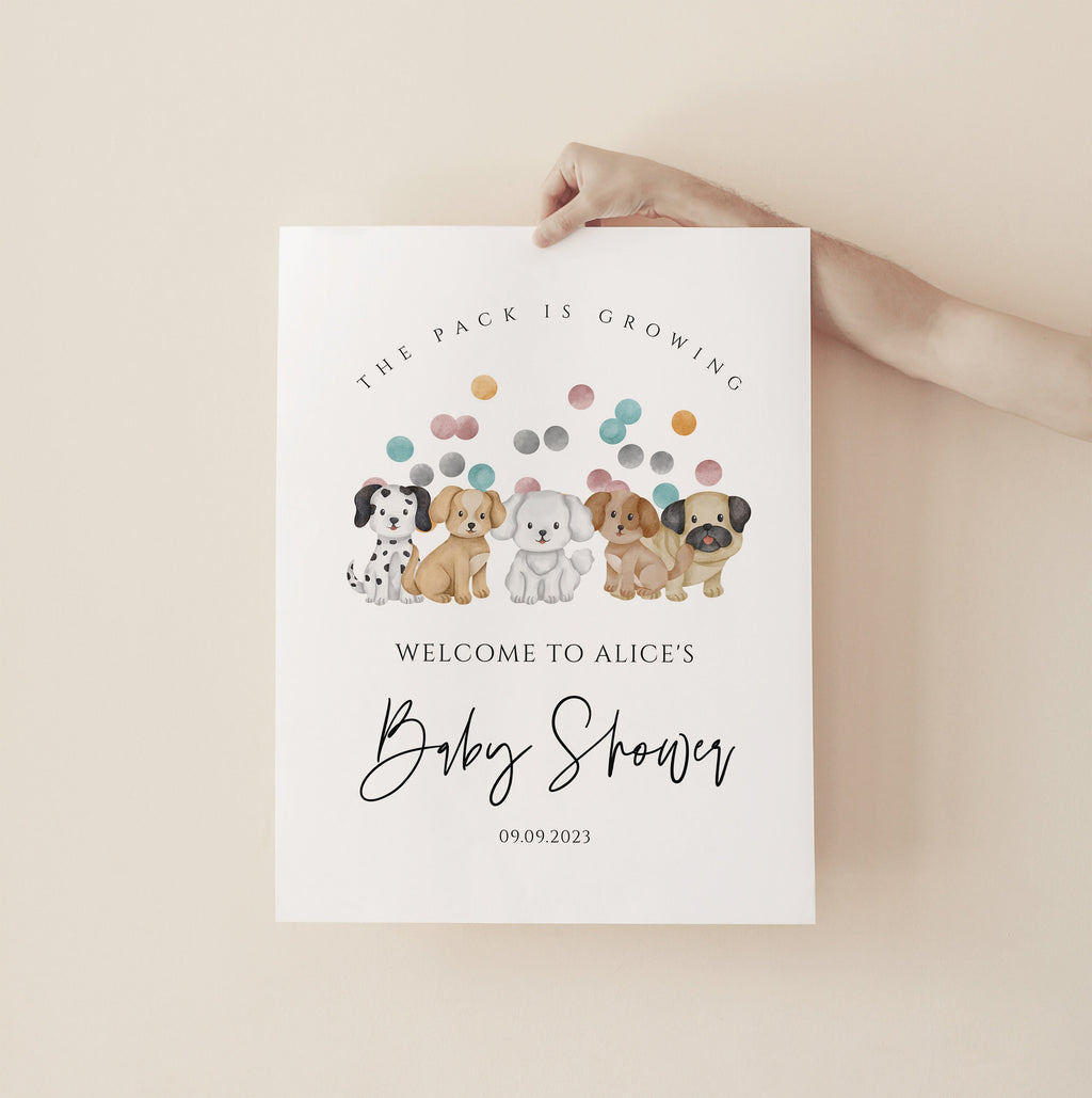 Puppy Baby Shower Welcome Sign-Baby Shower Puppies, Puppy Baby Shower Decor, Dog Theme Welcome, Gender Neutral Editable Instant Download